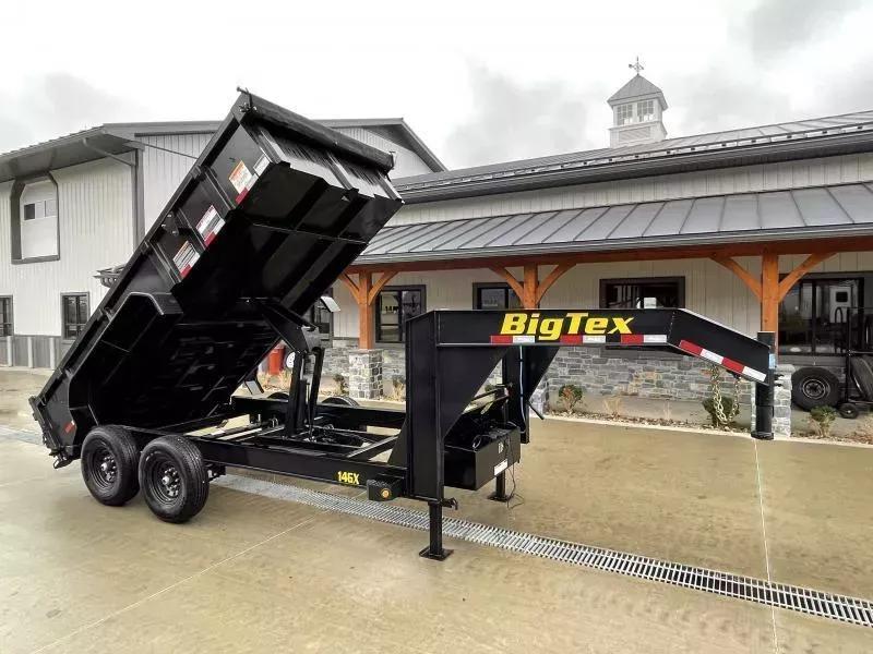 2026 Big Tex Trailers 14GX 7x16' HD Gooseneck Dump Trailer 15900# GVW * SCISSOR HOIST * 8" I-BEAM/13# FRAME * UNDERMOUNT RAMPS * COMBO GATE