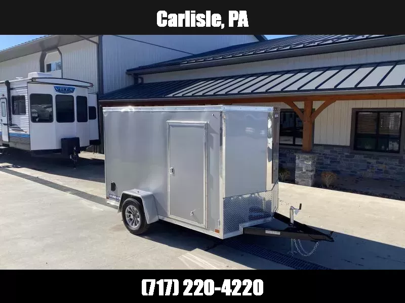 2026 Sure-Trac 6x10' Pro Series Enclosed Cargo Trailer 2990# GVW * SILVER EXTERIOR * V-NOSE * RAMP * .030 SCREWLESS EXTERIOR * ALUMINUM WHEELS * 1 PC ROOF * 4" TUBE FRAME * 16" O.C. WALLS * TUBE STUDS * CEILING LINER * RV DOOR 1759001009