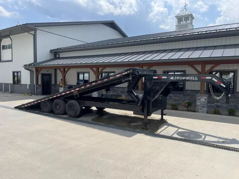 USED 2022 Iron Bull 102X26 Gooseneck Deckover Tilt Trailer 21,000 GVW * FULL TILT * SCISSOR HOIST * TRIPLE AXLE * STAKE POCKET AND RUB RAILS *  