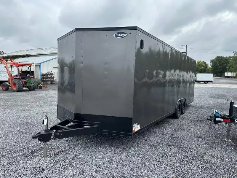 2026 ITI Cargo 8.5x20 Enclosed Car Hauler Trailer 9990# GVW * BLACK BLACKOUT EXTERIOR * SCREWLESS EXTERIOR * POLYCOR .080 * 7' HEIGHT * REAR FLARE * ALUMINUM WHEELS * 1 PC ALUMINUM ROOF * TRUCKBED LINER ON TONGUE/SILLS * UNDERCOATED