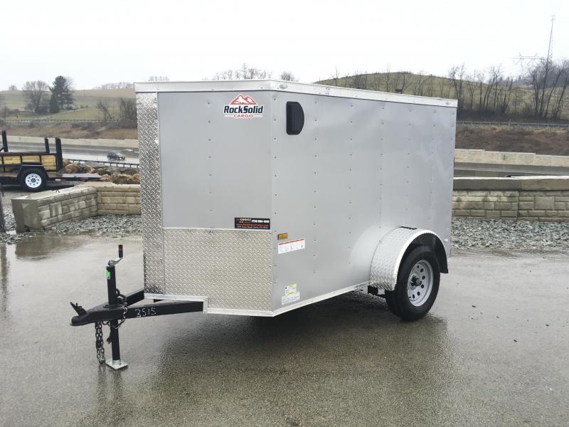 2021 Rock Solid Cargo 5x8' Enclosed Cargo Trailer 2990# GVW * SILVER EXTERIOR * RAMP DOOR * RV DOOR * 16IN O.C. C/M * TUBE STUDS * PLYWOOD WALLS AND FLOOR 2021 Rock Solid Cargo 5x8' Enclosed Cargo Trailer 2990# GVW * SILVER EXTERIOR * RAMP DOOR * RV DOOR * 16IN O.C. C/M * TUBE STUDS * PLYWOOD WALLS AND FLOOR