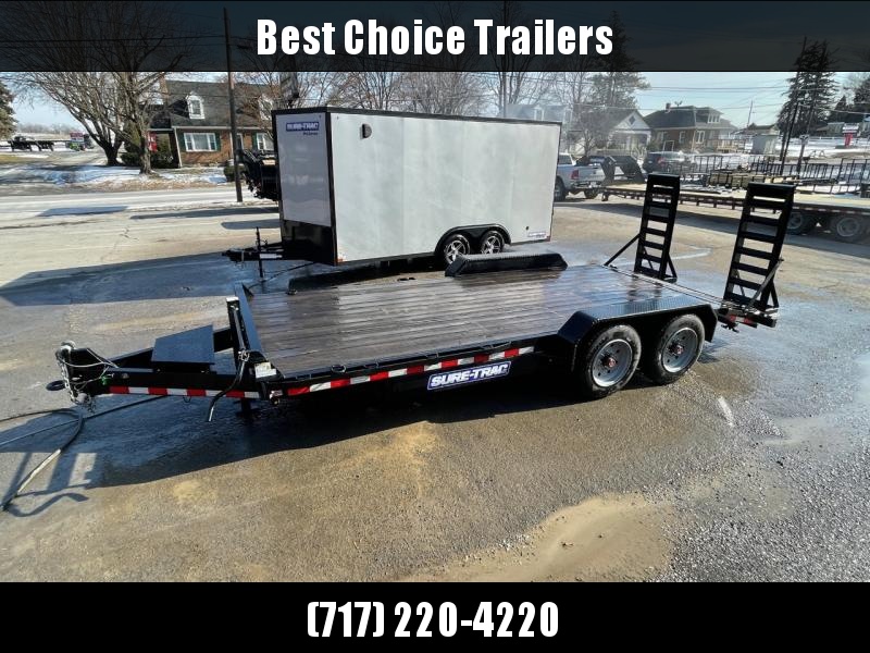 USED 2020 Sure Trac 7x18' Equipment Trailer 16000# GVW * TOOLBOX * 4" CHANNEL RAMPS * 17.5" RUBBER * 8" TONGUE USED 2020 Sure Trac 7x18' Equipment Trailer 16000# GVW * TOOLBOX * 4" CHANNEL RAMPS * 17.5" RUBBER * 8" TONGUE