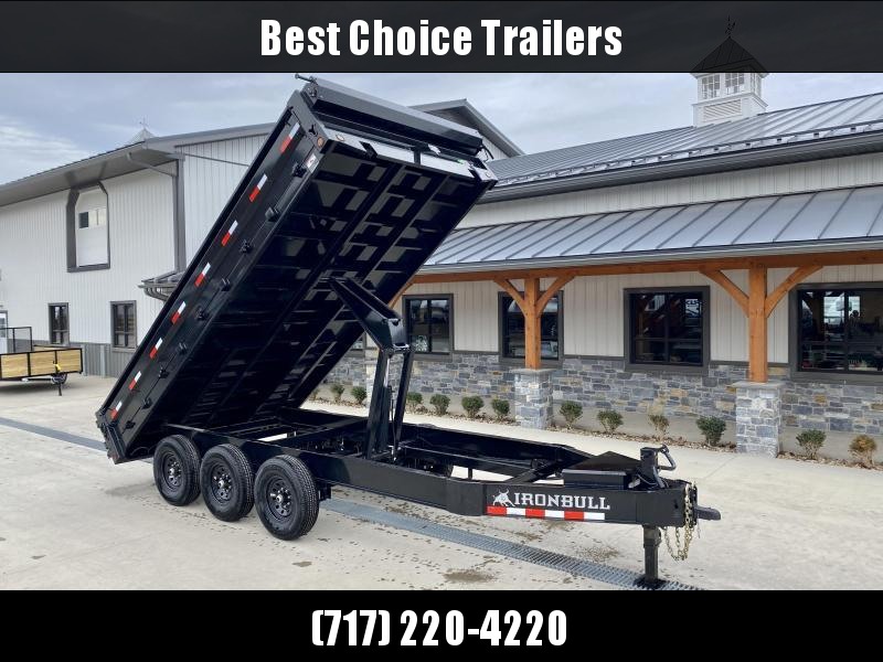 2022 Ironbull 8x16' Deckover Dump Trailer 21000# GVW * TRIPLE AXLE * TARP KIT * 10" I-BEAM FRAME * BED RUNNERS * 12K JACK * FOLD DOWN SIDES * OVERSIZE 5x20 SCISSOR * INTGRATED KEYWAY/10GA WALLS * DEXTER'S * IRONCLAD WARRANTY * CLEARANCE 2022 Ironbull 8x16' Deckover Dump Trailer 21000# GVW * TRIPLE AXLE * TARP KIT * 10" I-BEAM FRAME * BED RUNNERS * 12K JACK * FOLD DOWN SIDES * OVERSIZE 5x20 SCISSOR * INTGRATED KEYWAY/10GA WALLS * DEXTER'S * IRONCLAD WARRANTY * CLEARANCE