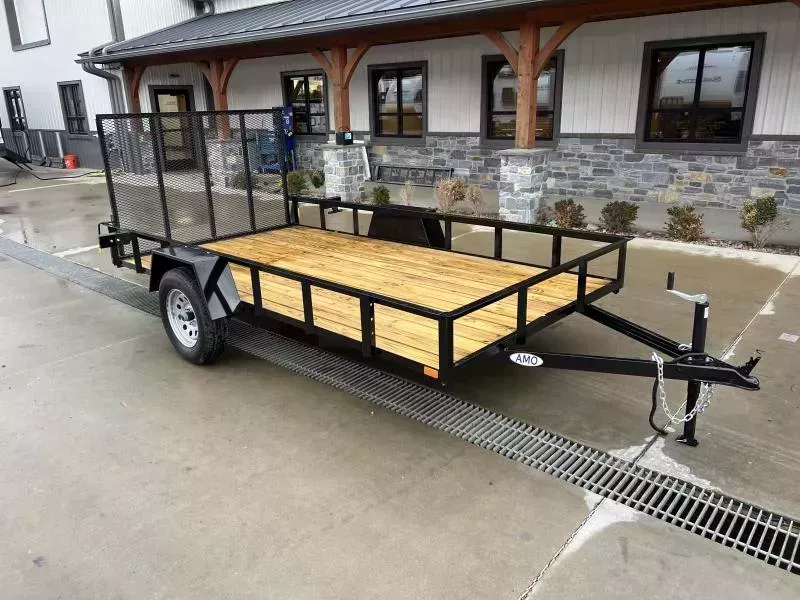 2026 AMO 6.5x12' Angle Iron Utility Landscape Trailer w/ Gate 2990# GVW * A-FRAME TONGUE * 4' GATE * TREATED WOOD FLOOR * A-FRAME JACK * 15" RADIAL TIRES * SPRING ASSITED GATE * FOLD IN GATE * TUBE GATE CROSSMEMBERS