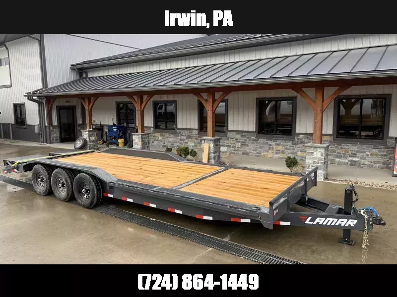 2026 Lamar 102x26' Equipment Trailer 21000# GVW * TRIPLE AXLE * FULL WIDTH RAMPS * 102" DECK * DRIVE OVER FENDERS * CHARCOAL * D-RINGS * 8IN FRAME UPGRADE  1751146158