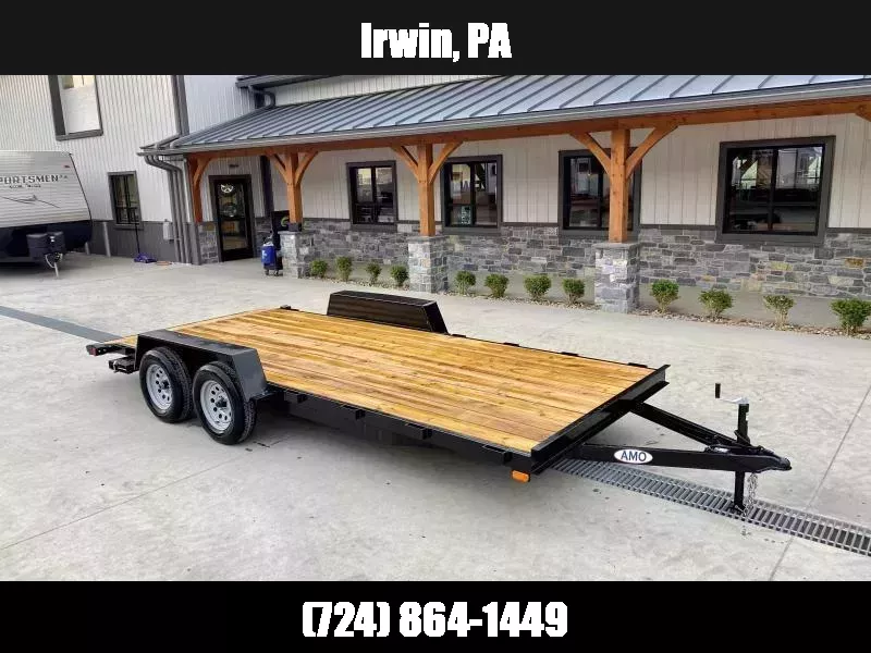 2026 AMO 7x16' Wood Deck Car Trailer 7000# GVW LED TAIL LIGHTS