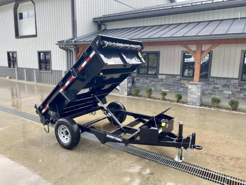 2026 Sure-Trac 5x8' Single Axle Dump Trailer 5000# GVW * COMBO DOORS * ADJUSTABLE COPUPLER * DROP LEG JACK * INTEGRATED KEYWAY * SPARE TIRE MOUNT * TARP PREP * D-RINGS * DIAMOND PLATE FENDERS * POWER UP/POWER DOWN * TRIPLE TUBE TONGUE * BULLET