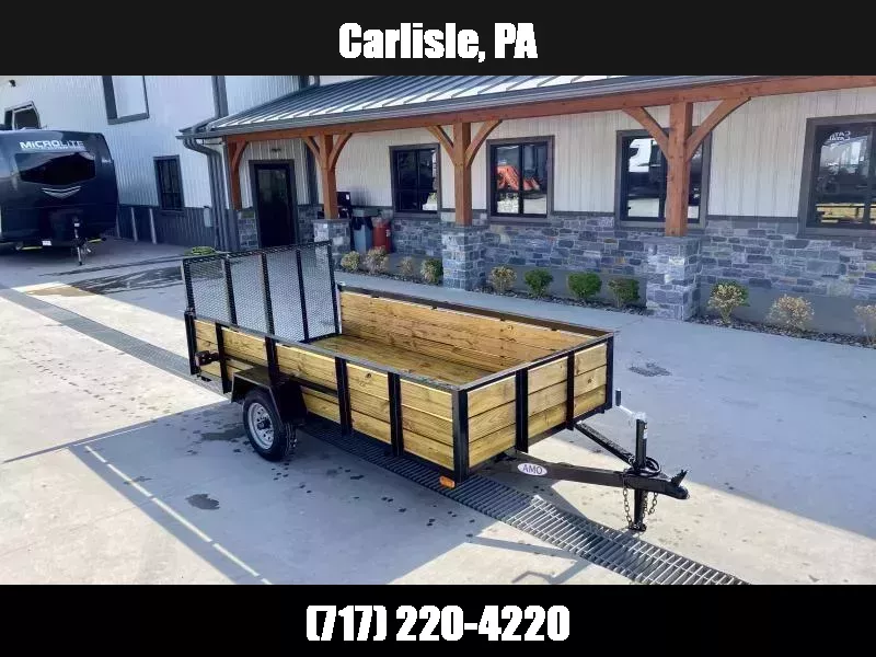 2026 AMO 5x10' Wood High Side Angle Iron Utility Landscape Trailer 2200# GVW * 3-BOARD HIGH SIDE * GATE * A-FRAME TONGUE * A-FRAME JACK * 2" BALL 1759863439