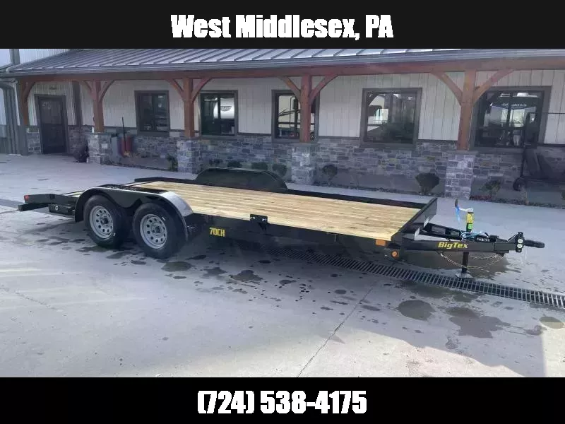 2026 Big Tex Trailers 70CH 7x20' Car Hauler Trailer 7000# GVW * 2-AXLE BRAKES * 5" FRAME * REMOVABLE FENDERS * ADJUSTABLE COUPLER * 2' DOVETAIL 1764212943