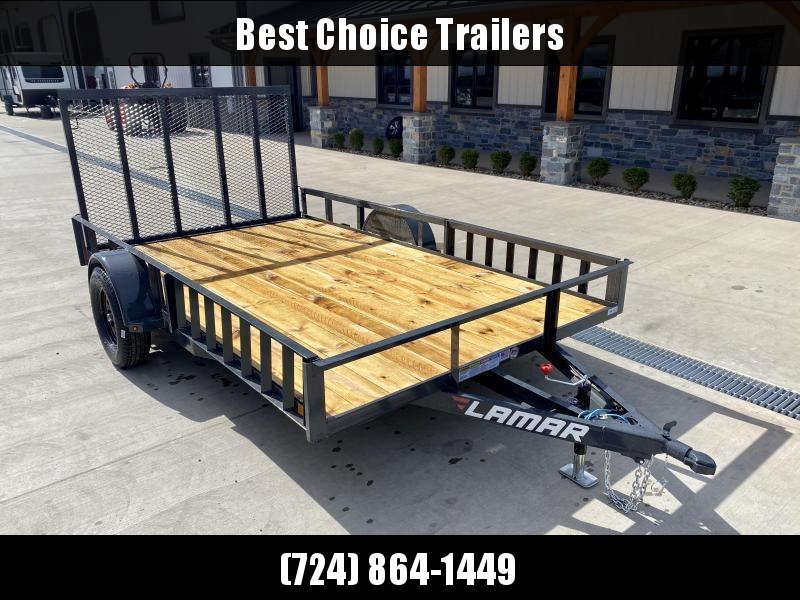 2021 Lamar 7x14' ATV Utility Landscape Trailer 2990# GVW * ATV RAMPS * CHARCOAL * CAST COUPLER * SEALED COLD WEATHER HARNESS * 4" CHANNEL FULL WRAP TONGUE * STAKE POCKET TIE DOWNS * 2X2" TUBE GATE C/M * SPRING ASSIST GATE * SWVIEL JACK 2021 Lamar 7x14' ATV Utility Landscape Trailer 2990# GVW * ATV RAMPS * CHARCOAL * CAST COUPLER * SEALED COLD WEATHER HARNESS * 4" CHANNEL FULL WRAP TONGUE * STAKE POCKET TIE DOWNS * 2X2" TUBE GATE C/M * SPRING ASSIST GATE * SWVIEL JACK