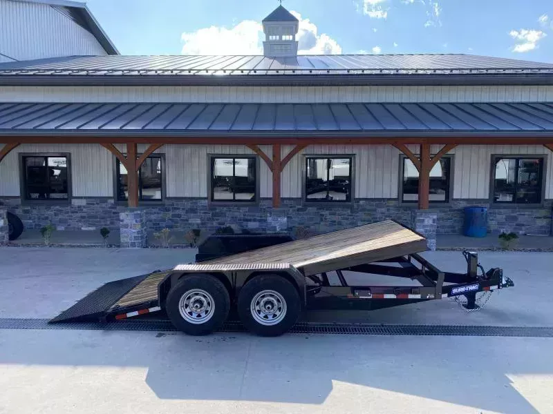 2026 Sure-Trac 7x16' Gravity Tilt Equipment Trailer 14000# GVW * 12K JACK * DROP AXLES/LOW LOAD ANGLE * RUBRAIL/STAKE POCKETS/D-RINGS * HD FENDERS * ADJUSTABLE CAST COUPLER * SPARE MOUNT