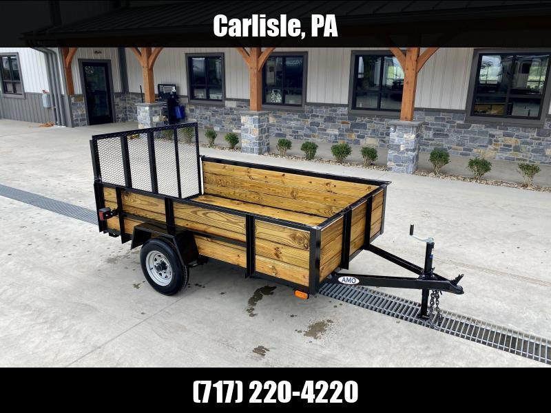 2023 AMO 5x8' Wood High Side Angle Iron Utility Landscape Trailer