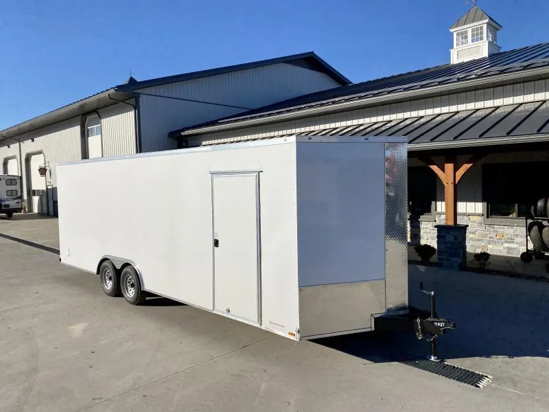 2026 Xtreme Cargo 8.5x24 Enclosed Car Hauler Trailer 9990# GVW * 7' HEIGHT UTV PKG * 5200# AXLES * WHITE EXTERIOR * .080 POLYCOR SEMI-SCREWLESS * RV DOOR * PLYWOOD WALLS AND FLOOR * TUBE STUDS * D-RINGS * 6" TUBE FRAME