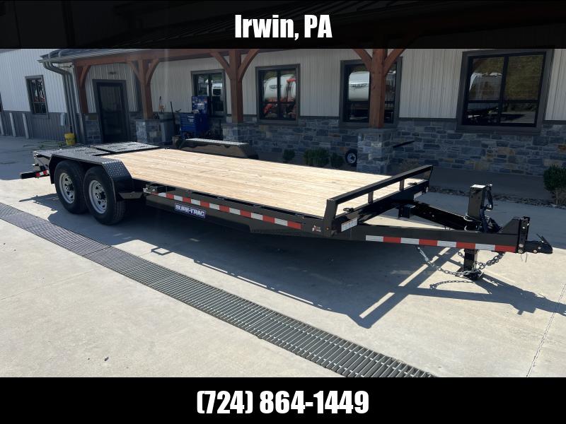 NEW Sure-Trac 7x20' Equipment Trailer 14000# GVW * FULL WIDTH RAMPS W/ SPRING ASSIST * 12K JACK * RUBRAIL/STAKE POCKETS/D-RINGS * SPARE MOUNT 1750184054
