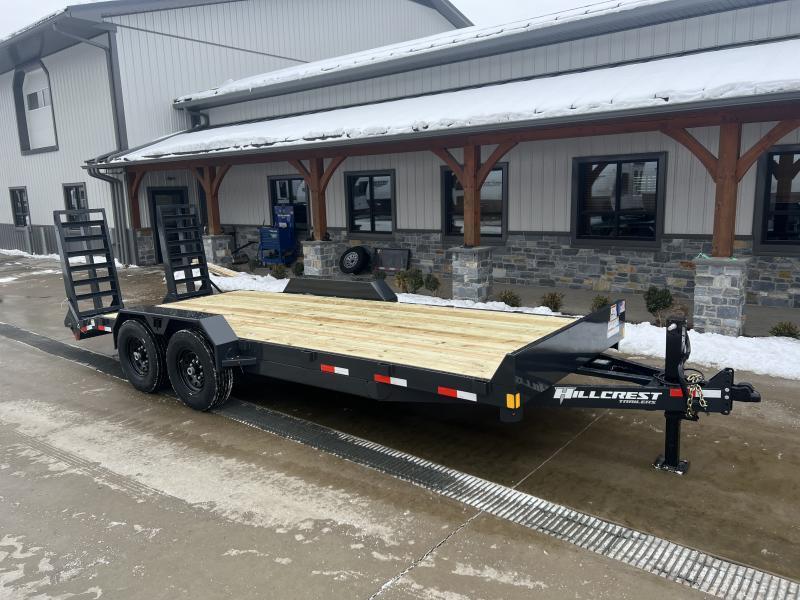2025 Hillcrest Trailers 7x18' Equipment Trailer 16000 GVW * 8000# AXLES * 14-PLY RUBBER * DELUXE RAMPS * D-RINGS/STAKE POCKETS * HD ADJUSTABLE COUPLER * CHARCOAL POWDER COAT