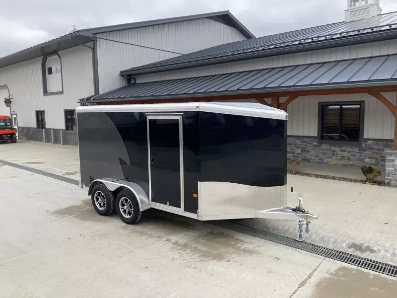2026 NEO Trailers 7x12' NAMR Aluminum Enclosed Powersports Trailer * BLACK+CHARCOAL * VINYL WALLS * ALUMINUM WHEELS * TIE DOWN SYSTEM * CABLELESS DOOR * NXP LATCH