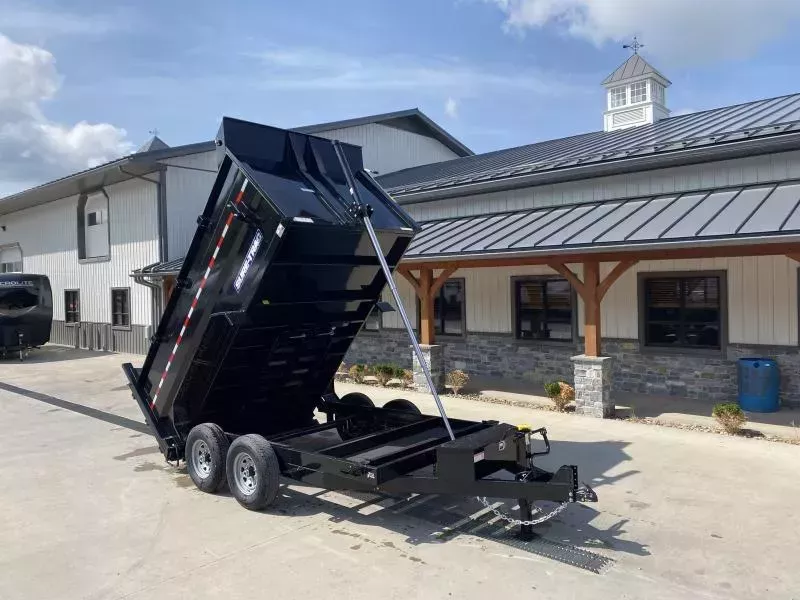 2026 Sure-Trac 7x16' Dump Trailer 14000# GVW * 12K JACK * DELUXE TARP KIT * 4' HIGH SIDES + BULKHEAD * TELESCOPIC HOIST * INTEGRATED KEYWAY * UNDERBODY TOOL TRAY * ADJUSTABLE COUPLER * 110V CHARGER * UNDERMOUNT RAMPS
