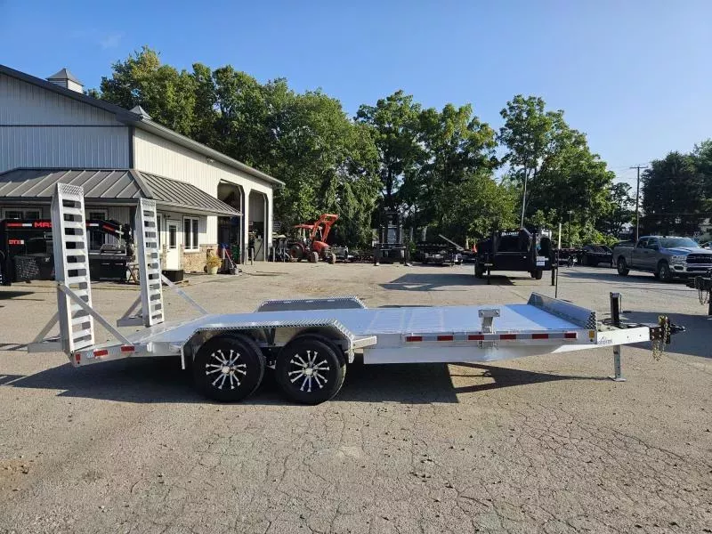 2026 Nordtek 7x18' Aluminum Equipment Trailer 9990# GVW * EXTRUDED ALUMINUM FLOOR * ALUMINUM STAND UP RAMPS * ALUMINUM WHEELS * 6" TONGUE AND FRAME * 3" CHANNEL C/M, 16" O.C * STAKE POCKETS/RUBRAIL * 7K DROP LEG JACK * ADJUSTABLE COUPLER