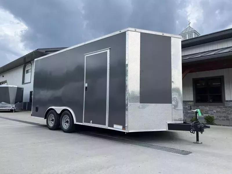 2026 Xtreme Cargo 8.5x16 Enclosed Car Hauler Trailer 7000# GVW * 7' HEIGHT UTV PKG * CHARCOAL EXTERIOR * .080 POLYCOR SEMI-SCREWLESS * RV DOOR * PLYWOOD WALLS AND FLOOR * TUBE STUDS * D-RINGS * 6" TUBE FRAME