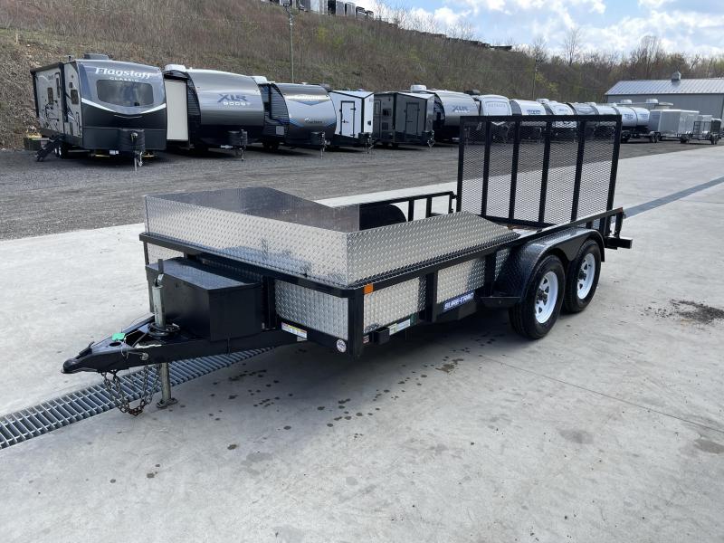 USED 2016 Sure-Trac 7x14' Tube Top Utility Landscape Trailer 7000# GVW * 2" TUBE TOP RAIL * 2X2" TUBE GATE C/M + SPRING ASSIST + FOLD FLAT * TOOLESS GATE REMOVAL * SPARE MOUNT * PROTECTED WIRING * SET BACK JACK * TRIPLE TUBE TONGUE * STAKE POCKETS * BULLE USED 2016 Sure-Trac 7x14' Tube Top Utility Landscape Trailer 7000# GVW * 2" TUBE TOP RAIL * 2X2" TUBE GATE C/M + SPRING ASSIST + FOLD FLAT * TOOLESS GATE REMOVAL * SPARE MOUNT * PROTECTED WIRING * SET BACK JACK * TRIPLE TUBE TONGUE * STAKE POCKETS * BULLE