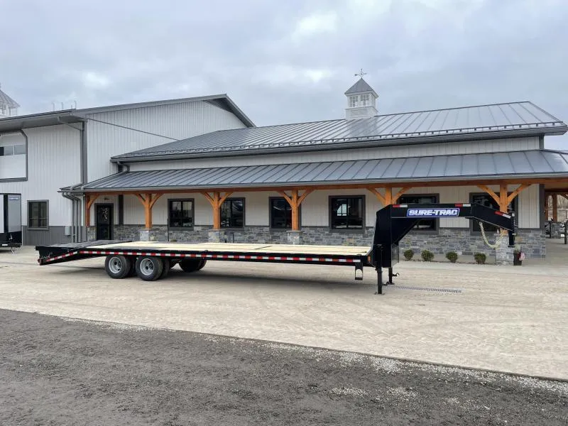 2026 Sure-Trac 102x30' Gooseneck Beavertail Deckover Trailer 22500# GVW * FULL WIDTH RAMPS * DEXTER AXLES * 12" I-BEAM * PIERCED FRAME * RUBRAIL/STAKE POCKETS/PIPE SPOOLS/10 D-RINGS * CROSS TRAC BRACING * HD BEAVERTAIL
