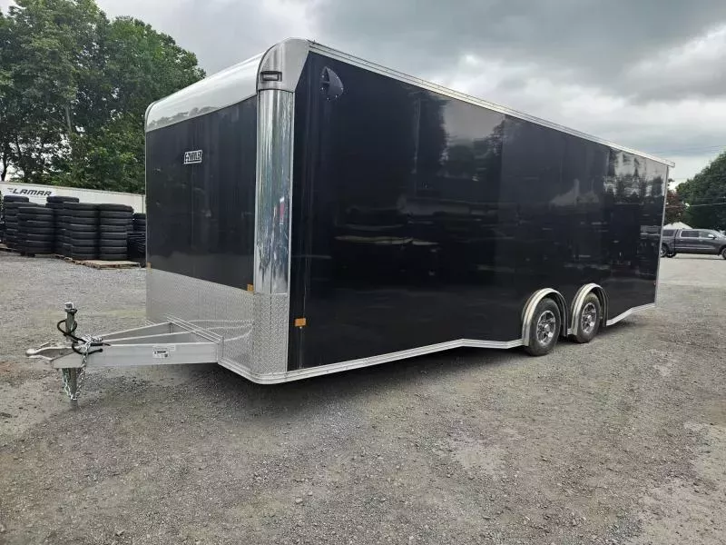 NEW EZ Hauler 8.5x24 Aluminum Enclosed Car Trailer 9990# GVW * ALUMINUM FRAME * 5200# DEXTER TORSION AXLES * +3" HEIGHT * SCREWLESS EXTERIOR * 2-TONE EXTERIOR * WHITE WALLS & CEILING * TPO FLOORING * REAR SPOILER * SPREAD AXLE