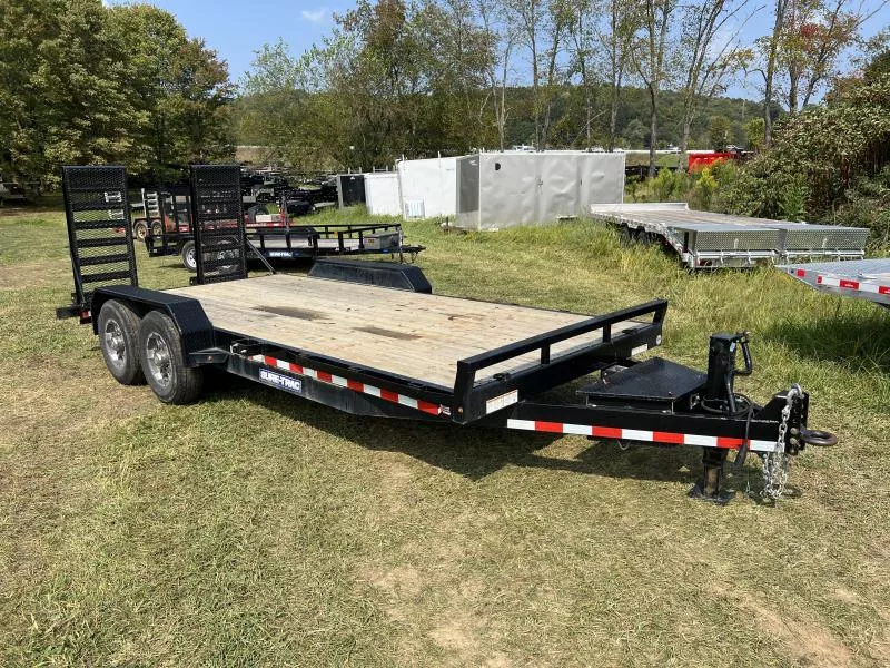 USED 2023 Sure-Trac 7X18 14,000 GVW Equipment Trailer * STAND UP RAMPS * ADJUSTABLE COUPLER * TOOLBOX * D-RINGS * STAKE POCKETS & RUB RAILS *