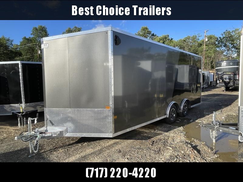 2022 E-Z Hauler 8.5x20' Aluminum Enclosed Car Hauler Trailer 7000# GVW * UTV PACKAGE 7' HEIGHT * BLACK + CHARCOAL 2-TONE * VINYL WALLS * RAMP DOOR * 16" O/C * SCREWLESS * 1 PC ROOF * TORSION * SPREAD AXLE * 24" STONEGUARD * 3/4" FLOORS * SLIDE TRACK 2022 E-Z Hauler 8.5x20' Aluminum Enclosed Car Hauler Trailer 7000# GVW * UTV PACKAGE 7' HEIGHT * BLACK + CHARCOAL 2-TONE * VINYL WALLS * RAMP DOOR * 16" O/C * SCREWLESS * 1 PC ROOF * TORSION * SPREAD AXLE * 24" STONEGUARD * 3/4" FLOORS * SLIDE TRACK