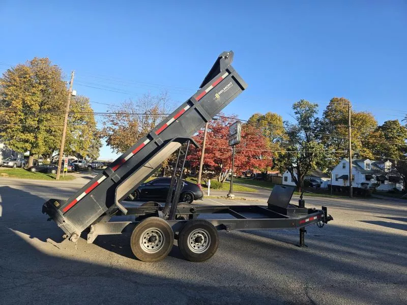 USED 2021 Belmont 7x14' Dump Trailer 14000# GVW * DUAL TELESCOPIC CYLINDERS * TARP KIT * 110V CHARGER * COMBO GATE * UNDERBODY TOOL TRAY * UNDERMOUNT RAMPS * I-BEAM FRAME * 4-BOLT HD COUPLER