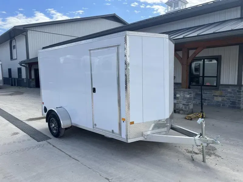 2026 EZ Hauler 6x12' Aluminum Enclosed Cargo Trailer 2990# GVW * CHARCOAL .080 POLYCOR EXTERIOR * ALUMINUM WHEELS * SCREWLESS * ONE PC ROOF * DEXTER AXLES * RV DOOR * RAMP DOOR