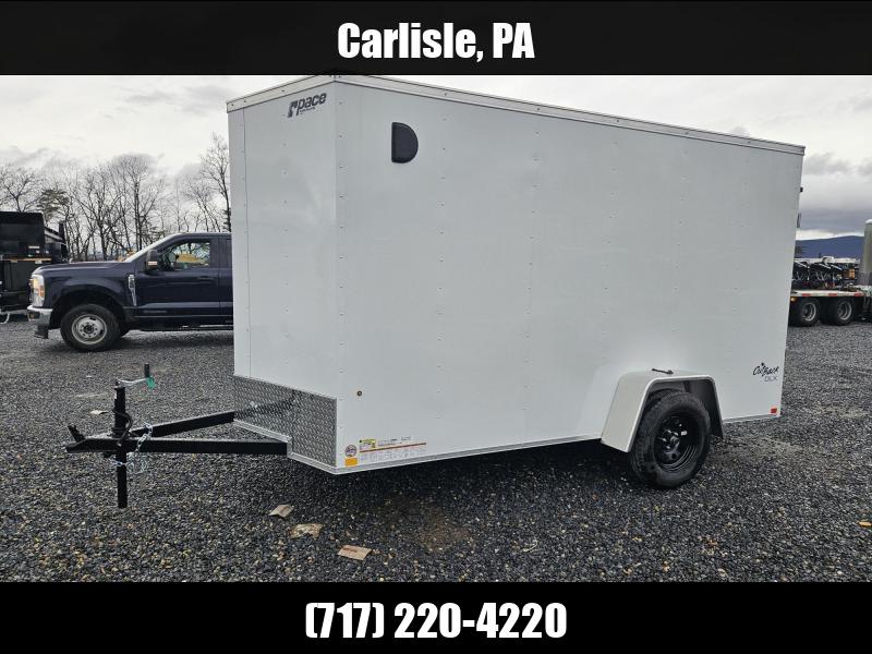 2025 Pace American 6x12' Enclosed Cargo Trailer 2990# GVW * WHITE EXTERIOR * 4" TONGUE AND FRAME * .030 SEMI-SCREWLESS EXTERIOR * TUBE STUDS * 1 PIECE ALUMINUM ROOF * UNDERCOATING * RAMP DOOR 1750183927