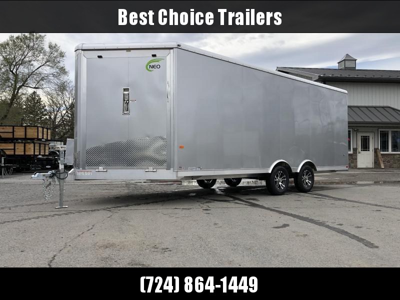 2021 NEO 8.5x20' NMS Aluminum Enclosed All Sport Car Hauler Trailer 7000# GVW * BLACK & SILVER 2-TONE W/ JD SLASH * FRONT RAMP * FINISHED WALLS * ALUMINUM WHEELS * ROUND TOP * 7' UTV HEIGHT 2021 NEO 8.5x20' NMS Aluminum Enclosed All Sport Car Hauler Trailer 7000# GVW * BLACK & SILVER 2-TONE W/ JD SLASH * FRONT RAMP * FINISHED WALLS * ALUMINUM WHEELS * ROUND TOP * 7' UTV HEIGHT