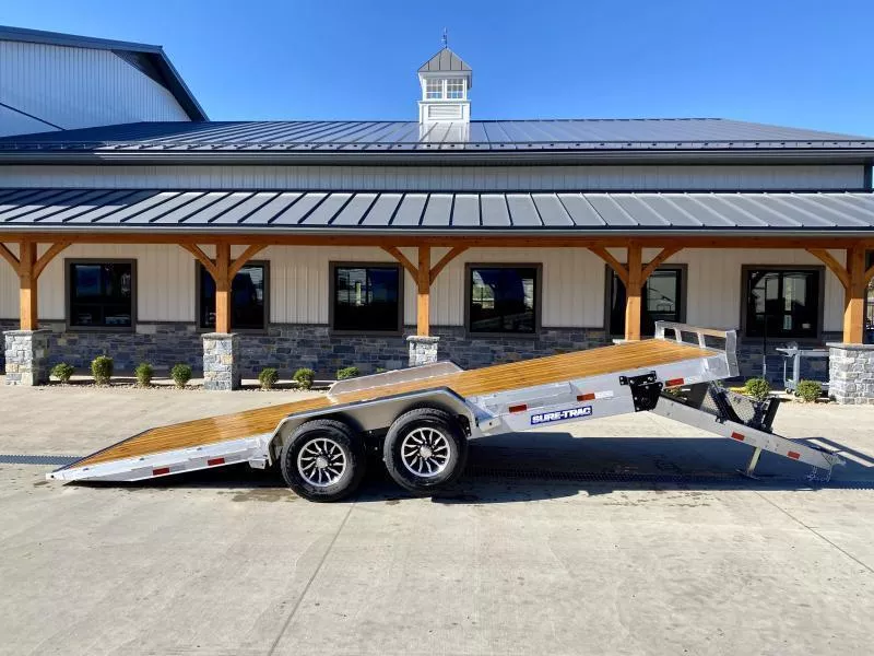 2026 Sure Trac 7x24' Aluminum Power Tilt Car Hauler Trailer 9990# GVW * POWER TILT * ALUMINUM TOOLBOX * 8" CHANNEL FRAME * REMOVABLE FENDERS * ALUMINUM WHEELS * DROP JACK