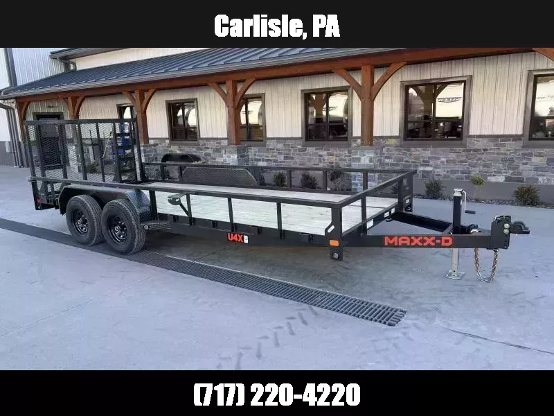 2026 Maxxd 7x18' U4X HD Utility Landscape Trailer 9990# GVW * ADJ COUPLER * DROP LEG JACK * SEALED HARNESS * 2" TUBE TOPRAIL * 1' DOVE * LAY FLAT/TUBE GATE W/SPRING ASSIST * DOUBLE BROKE FENDERS * TRIPLE TUBE TONGUE * SLIPPER SUSPENSION * GREY + PRIMER 1756762464