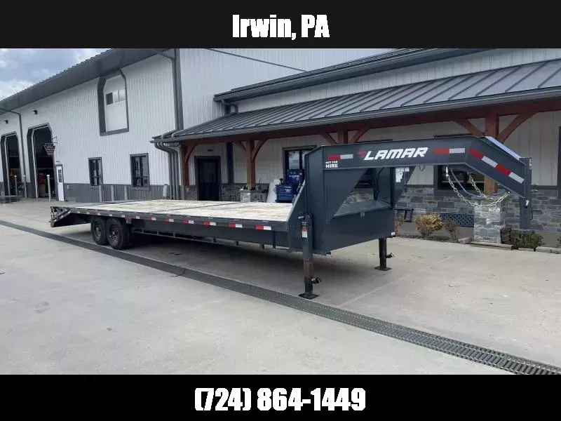 USED 2025 Lamar Trailers 102x30' HD Gooseneck Deckover Trailer 14000# GVW * 12" I-BEAM * FULL WIDTH RAMPS * FRONT TOOLBOX * DUAL JACKS * CHARCOAL 1753116296