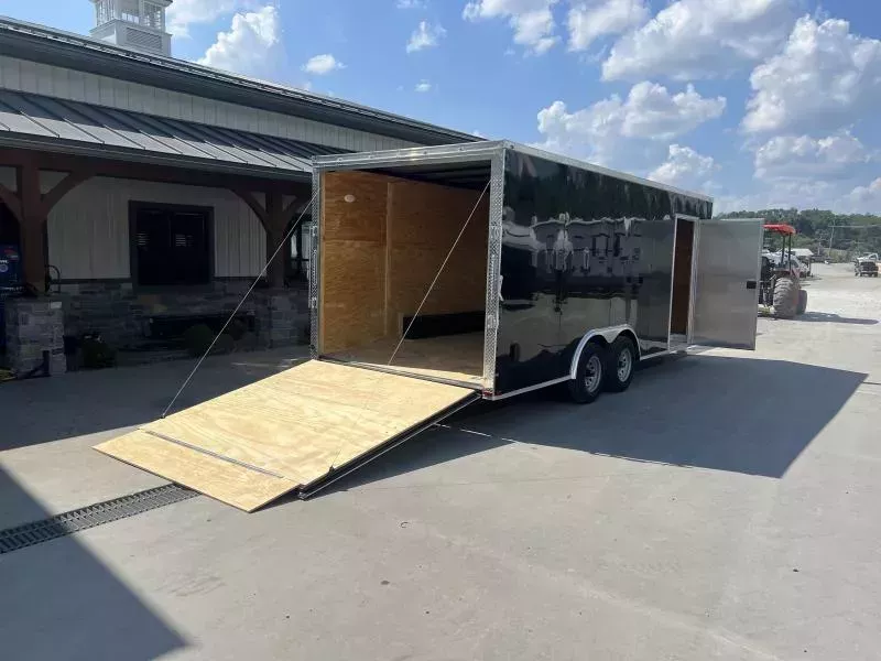 2025 Quality 8.5x20' Enclosed Car Hauler Trailer 9990# GVW * BLACKOUT PKG * 7' HEIGHT * 60" TRIPLE TUBE TONGUE * SILVER EXTERIOR * 5200# AXLES * PLYWOOD WALLS & FLOORS * TUBE WALL & CEILING STUDS * LED LIGHTS * 16" O.C. WALL AND FLOORS * RV DOOR * V-NOSE xfA3P62gao1x