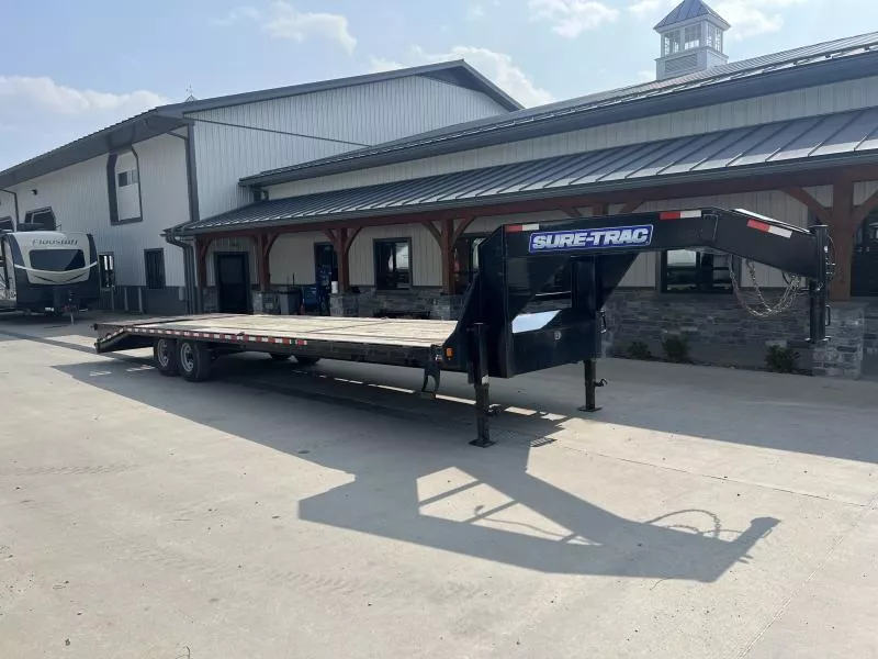USED 2021 Sure-Trac 102X25  Deckover Trailer 15,000 GVW * FULL WIDTH RAMPS * D-RINGS * STAKE POCKETS AND RUB RAILS * 
