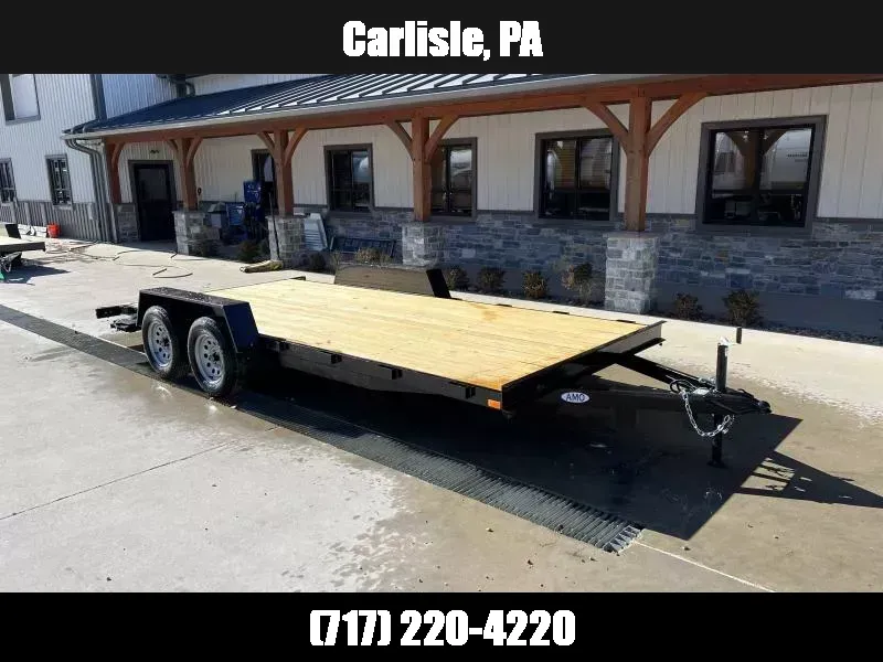 2026 AMO 7x18' Wood Deck Car Trailer 7000# GVW * LED TAIL LIGHTS * STACKED CHANNEL TONGUE/FRAME * BEAVERTAIL * REMOVABLE FENDERS * 2-AXLE BRAKES 1771463282