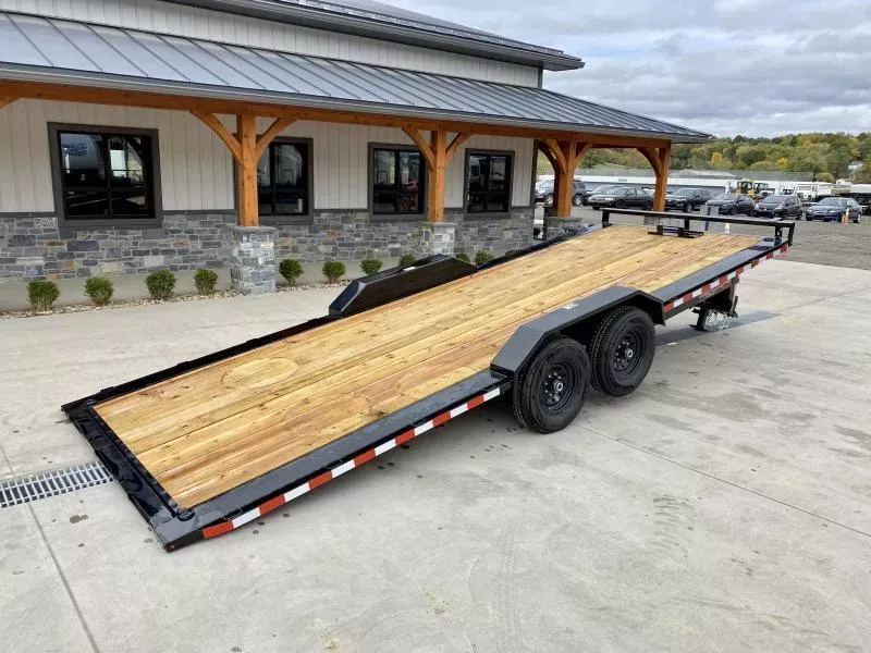 2026 H&H 102x22' Power Tilt Buggy Car Hauler Trailer 14000# GVW * 15K HYDRAULIC JACK * DUAL TOOLBOXES * DRIVE OVER FENDERS * OUTRIGGERS W/ 102" DECK WIDTH * WINCH PLATE * ADJUSTABLE COUPLER