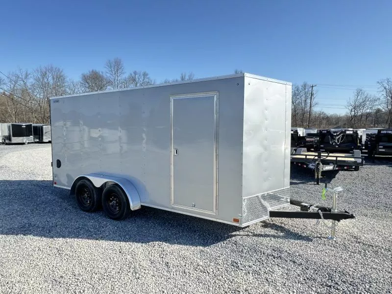 2026 ITI Cargo 7x16' Enclosed Cargo Trailer 7000# GVW * 7' HEIGHT - UTV * SILVER BLACKOUT EXTERIOR * SCREWLESS .030 EXTERIOR * BLACK ALUMINUM WHEELS * 16" O.C. WALLS * 1 PC ROOF * TRUCKBED LINER ON TONGUE/SILLS * UNDERCOATED * MADE IN PENNSYLVANIA