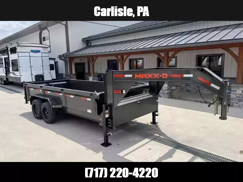 2026 MAXXD 7x14' DJX Gooseneck Dump Trailer 16000# GVW * DEXTER 8000# AXLES * DUAL HYDRAULIC JACKS * 7GA FLOOR * OVERSIZE 6X20 SCISSOR * 8"/15# I-BEAM FRAME * 2PC 10GA WALL & FLOOR * 12" O.C. C/M * WIRELESS REMOTE * COMBO GATE * JACKSTANDS * SOLAR 1765041270