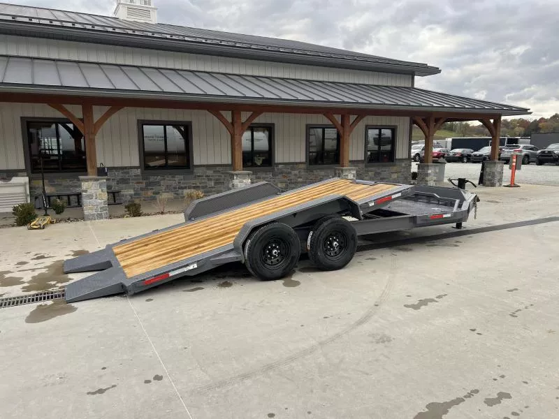 2026 RawMaxx 7x20' Gravity Tilt Equipment Trailer 14000# GVW * 16+4' SPLIT DECK * 8" I-BEAM FRAME * TORSION SUSPENSION * TOOLBOX * WINCH PLATE + ROLLER * HYDRAULIC CONTROL VALVE * DEXTER AXLES * RUBRAIL/STAKE POCKETS/D-RINGS