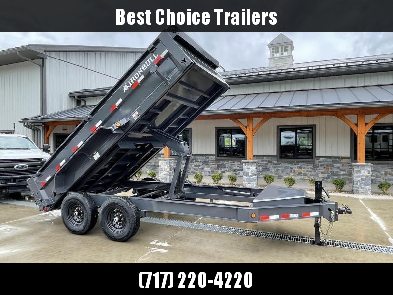 2022 Ironbull 7x14' Dump Trailer 16000# GVW * DEXTER 8000# AXLES * TARP KIT * SCISSOR HOIST * 8" I-BEAM FRAME * 1PC 7 GA FLOOR * COMBO GATE * UNDERBODY BED RUNNERS * OVERSIZED TOOLBOX * DEXTER AXLES * IRONCLAD WARRANTY 2022 Ironbull 7x14' Dump Trailer 16000# GVW * DEXTER 8000# AXLES * TARP KIT * SCISSOR HOIST * 8" I-BEAM FRAME * 1PC 7 GA FLOOR * COMBO GATE * UNDERBODY BED RUNNERS * OVERSIZED TOOLBOX * DEXTER AXLES * IRONCLAD WARRANTY