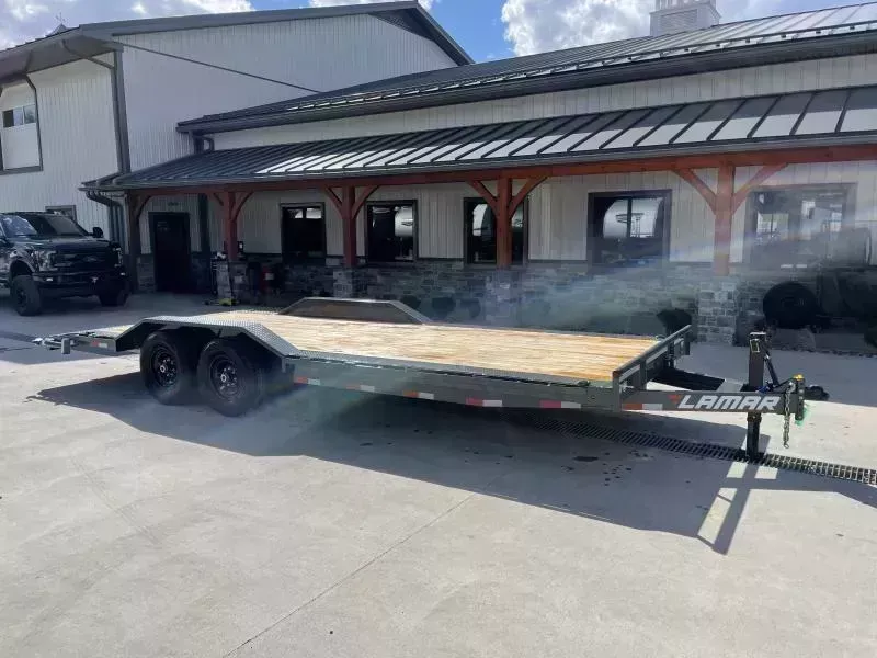 2026 Lamar 102x22' Car Hauler Trailer 14000# GVW * SLIDE IN RAMPS * CHARCOAL * 102" DECK * DRIVE OVER FENDERS * CHARCOAL