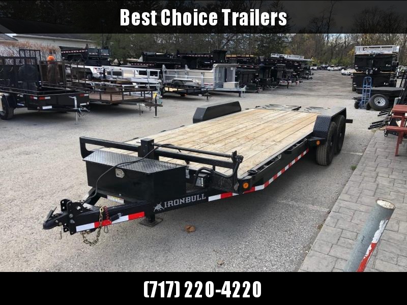 USED 2020 Ironbull 7x20' Equipment Trailer 14000# GVW * TOOLBOX * FULL WIDTH RAMPS * REMOVABLE FENDERS * 16" O.C. STRUCTURAL CHANNEL C/M * RUBRAIL/STAKE POCKETS/PIPE SPOOLS/D-RINGS * ADJUSTABLE CAST COUPLER * 12K JACK * DEXTER'S * 2-3-2 WARRANTY USED 2020 Ironbull 7x20' Equipment Trailer 14000# GVW * TOOLBOX * FULL WIDTH RAMPS * REMOVABLE FENDERS * 16" O.C. STRUCTURAL CHANNEL C/M * RUBRAIL/STAKE POCKETS/PIPE SPOOLS/D-RINGS * ADJUSTABLE CAST COUPLER * 12K JACK * DEXTER'S * 2-3-2 WARRANTY