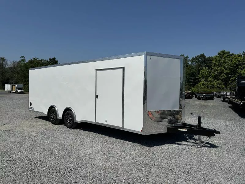 2026 Sure-Trac 8.5x20' Deluxe Pro Series Enclosed Car Hauler Trailer 9900# GVW * SILVER EXTERIOR * SPREAD AXLES/DROP TRIM * 5200# TORSION AXLES * ESCAPE HATCH * .030 SCREWLESS EXTERIOR * ALUMINUM WHEELS * 1 PC ROOF * 48" RV DOOR * HIGH OUTPUT DOME LIGHTS