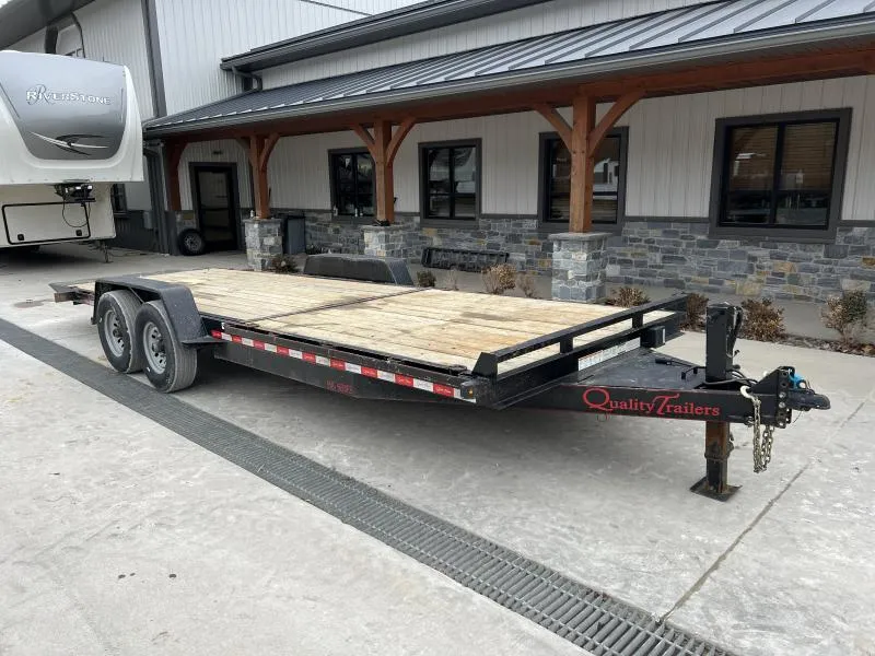 USED 2023 Quality Trailers 7X22 15,000 GVW Split tilt Equipment Trailer * ADJUSTABLE COUPLER * D-RINGS * STAKE POCKETS * TOOLBOX * 