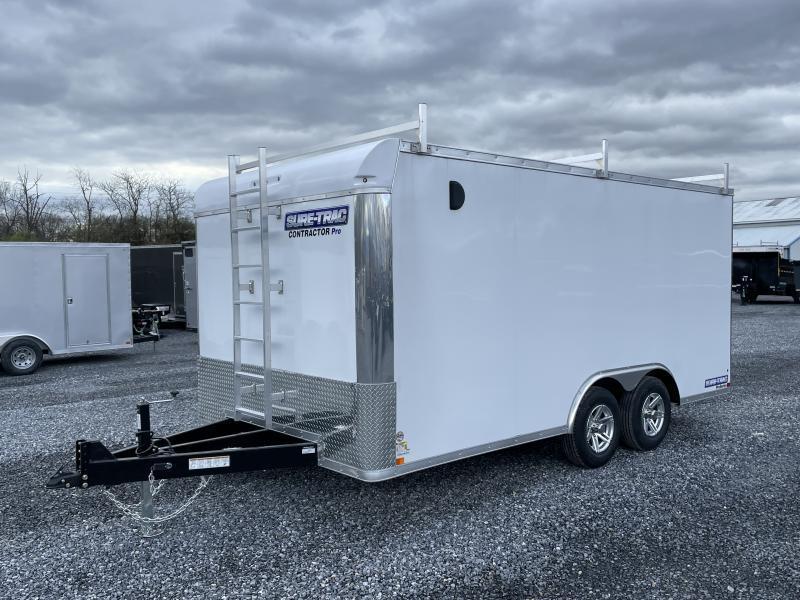 2025 Sure Trac 8.5x16' Enclosed Contractor Pro 9900# GVW * COMMERCIAL ENCLOSED TRAILER * LADDER RACKS * FRONT LADDER * WALK ON ROOF * 5200# AXLES * HD RAMP DOOR * INTEGRATED KNIFE EDGE * TORSION * SCREWLESS * BACKUP LIGHTS * EXT TONGUE * ADJUSTABLE COUPLE