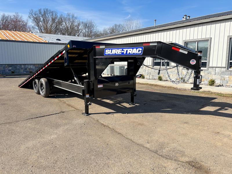 2025 Sure-Trac 102x22' Gooseneck Power Tilt Deckover 15000# GVW * DUAL PISTON * FRONT TOOLBOX * 10" I-BEAM MAINFRAME * RUBRAIL/STAKE POCKETS/PIPE SPOOLS/8 D-RINGS