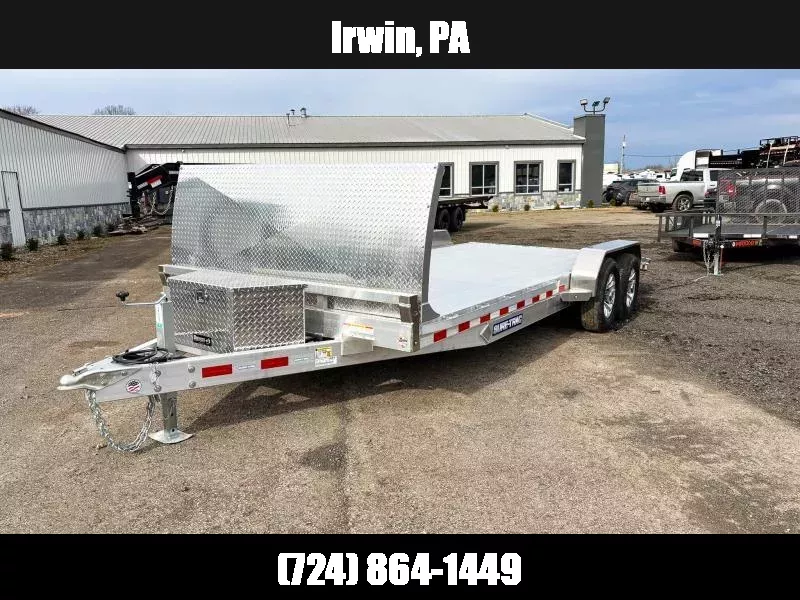 2025 Sure Trac 7x20' Deluxe Aluminum Car Hauler Trailer 9990# GVW * TOOLBOX * 4' ROCKGUARD * EXTRUDED ALUMINUM FLOOR * 5200# AXLES * DROP LEG JACK * ALUMINUM WHEELS * REMOVABLE FENDERS * CHANNEL C/M * 4' BEAVERTAIL - LOW LOAD ANGLE